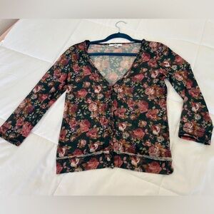 Papaya Lightweight Mesh Cardigan Shrug in Teal and Blush Floral